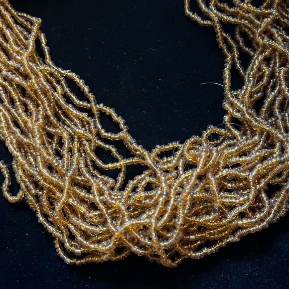 Brown and Cream Beaded Necklace - Picture 2 of 16